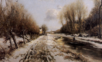 Apol Louis Winter landscape forest Sun