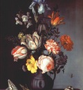 ast flowers in vase with shells and insect c1628