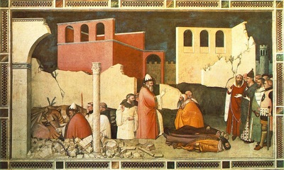 Maso di Banco Pope St Sylvesters miracle, ca 1340, Cappella