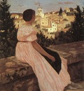 bazille the pink dress view of castelnau le lez, heraul