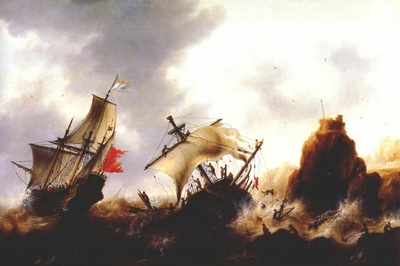 bellevois shipwreck in a storm