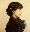 Berndtson Gunnar A Lady In Black With Pink Roses