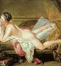 boucher nude on a sofa reclining girl , 1752, oil on ca