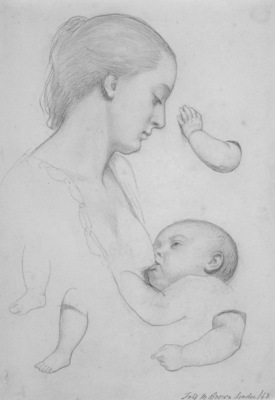 Brown Ford Madox The Young Mother sheet of studies