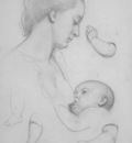 Brown Ford Madox The Young Mother sheet of studies