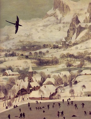 Bruegel d a  The hunters in the snow, 1565, Detalj 1, 117x16
