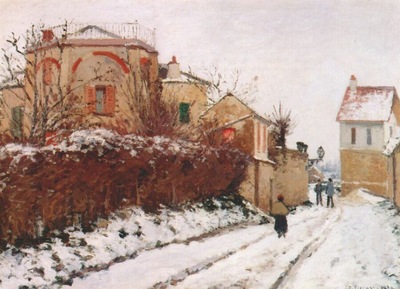 pissarro street in pontoise winter