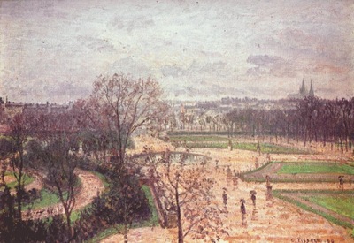 pissarro the tuileries gardens, paris, rain