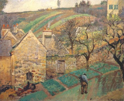 pissarro hillside in the hermitage, pontoise