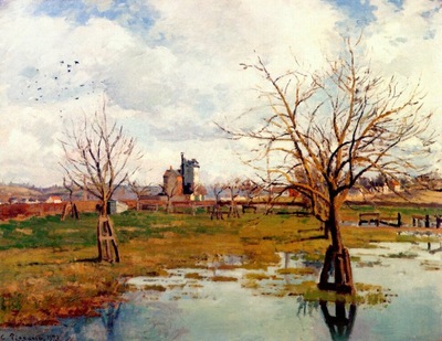 pissarro landscape with flooded fields