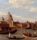 Canal Giovanni Antonio View Of The Grand Canal And Santa Maria Della Salute With Boats And Figures In The Foreground Venice