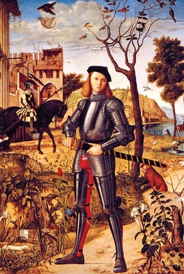 Carpaccio, Vittore Young Knight in a Landscape 1510 end