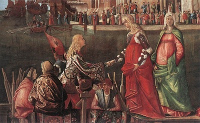 Carpaccio Meeting of the Betrothed Couple and the Departure of the Pilgrims detail1