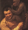 CARRACCI A MAN WITH A MONKEY, 1590 91, OIL ON CANVAS