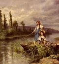 Castiglione Giuseppe On The River At Dusk