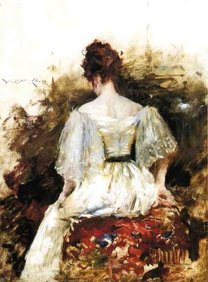 Chase William Merritt Portrait of a Woman The White Dress