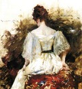 Chase William Merritt Portrait of a Woman The White Dress