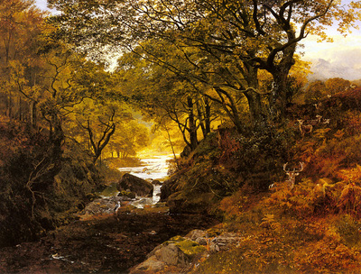 Cole George Vicat Deer In A Woodland Glade