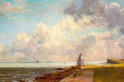 CONSTABLE HARWICH LIGHTHOUSE, APPROX  1820, OIL ON CANVAS