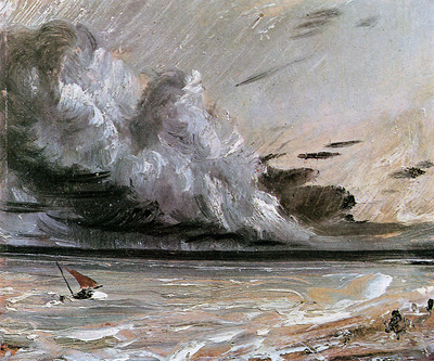 Constable John Coast scene with breaking cloud Sun