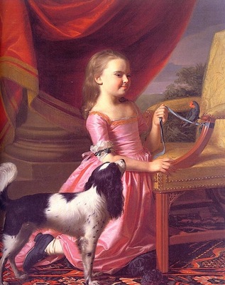 COPLEY YOUNG LADY WITH A BIRD AND DOG, 1767, OIL ON CANVAS,