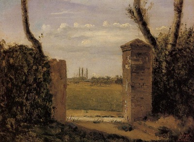 Corot Boid Guillaumi near Rouen A Gate Flanked by Two Posts