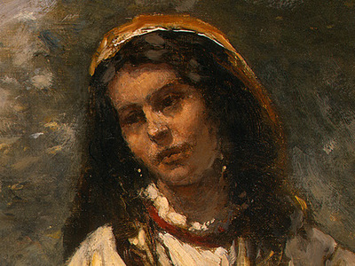 corot gypsy girl with mandolin, probably c  1870 1875, det