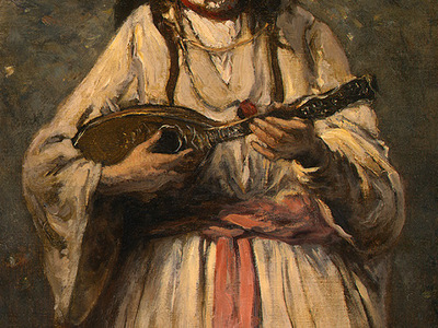 corot gypsy girl with mandolin, probably c  1870 1875, det