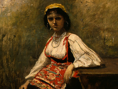 Corot Italian Girl, c  1871 1872, Detalj 1, NG Washington