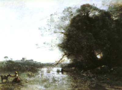 Corot Jean Baptiste Camille French 1796 to 1875 Le Marais Au Grand Arbre Et A La Chevriere O C