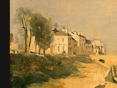 Corot River Scene with Bridge, 1834, Detalj 1, NG Washington