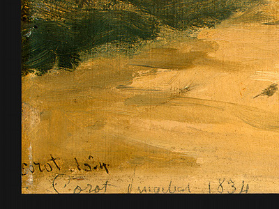 Corot River Scene with Bridge, 1834, Detalj 3, NG Washington