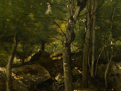 Corot Rocks in the Forest of Fontainebleau, 1860 1865, Detal