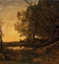 Corot Evening Distant Tower