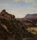 Corot Papigno Buildings Overlooking the Valley