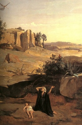 COROT HAGAR IN THE WILDERNESS, DETAIL, 1835, OIL ON CANVAS