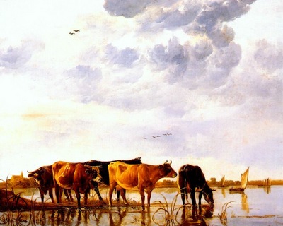 cuyp cattle in a river c1650