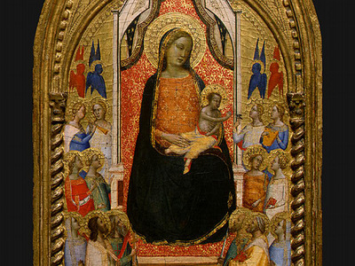 daddi madonna and child with saints and angels, 1330s, det