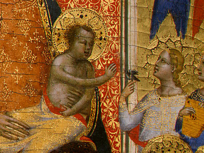 daddi madonna and child with saints and angels, 1330s, det