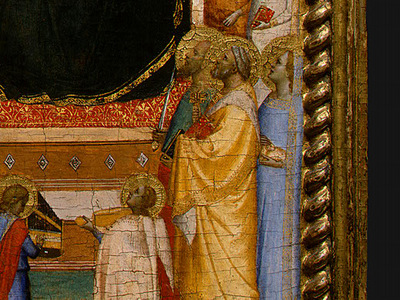 daddi madonna and child with saints and angels, 1330s, det