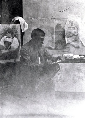 Dagnan working on Breton Women at a Pardon