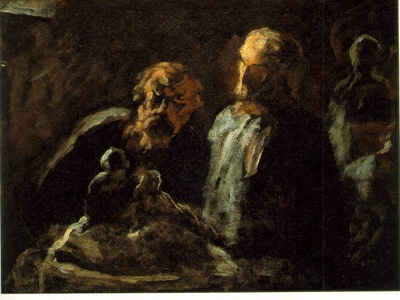 Daumier Two sculptors, Undated, Oil on wood, 11 x 14 in The