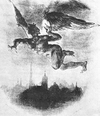 Mephistopheles Over Wittenberg From Goethes Faust