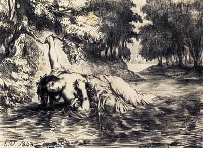 DELACROIX Eugene The Death of Ophelia