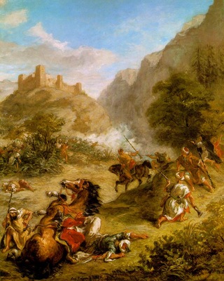 Delacroix Arabs Skirmishing in the Mountains, 1863, 92 5x74