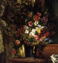 DELACROIX Eugene A Vase of Flowers on a Console