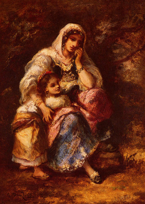 Diaz de la Pena Narcisse Virgile Gypsy Mother And Child