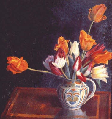carrington tulips in a staffordshire jug c1921