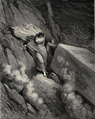 Dore Gustave 31 From the profound abyss behind the lid of a great monument we stood retir d