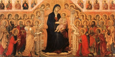 Duccio Madonna Child Enthroned with Angels Saints, Museo